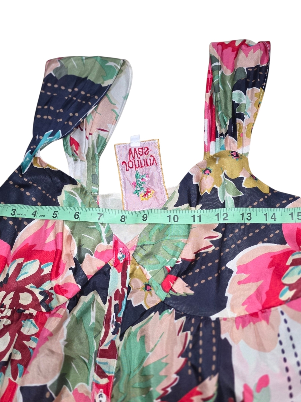 Johnny Was Silk Floral Maxi Dress XS Boho Cottagecore Sleeveless Button Front - Picture 7 of 9
